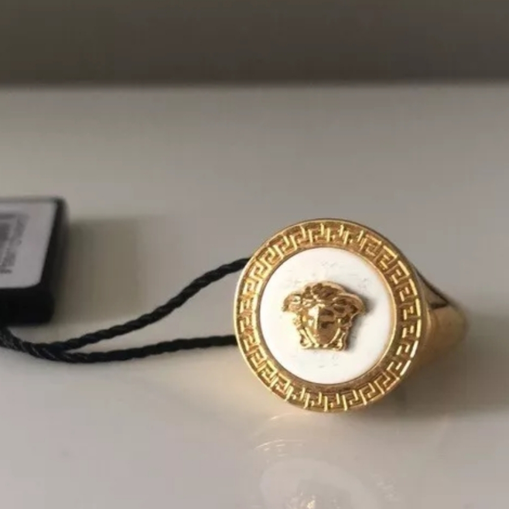 Versace Gold and White Medusa Ring/ BNWT/ UNISEX